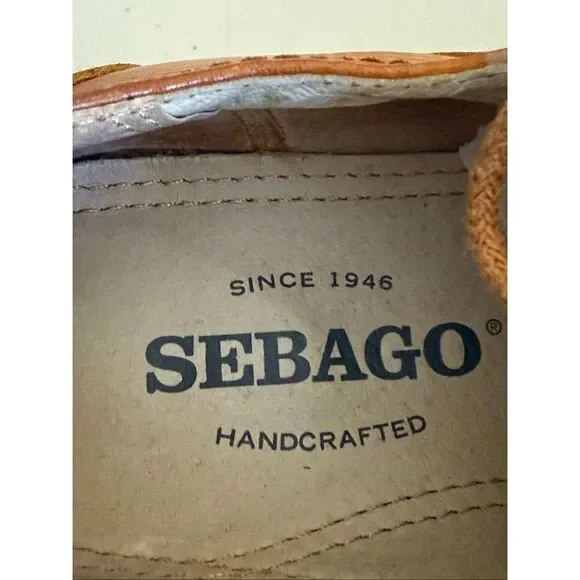 Sebago Men's Brattle Wing Tip Oxford Leather Shoe British Tan Vibram Sole SZ 7D